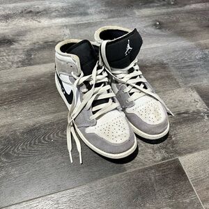 Jordan High-Top Sneakers in Gray, Black and White